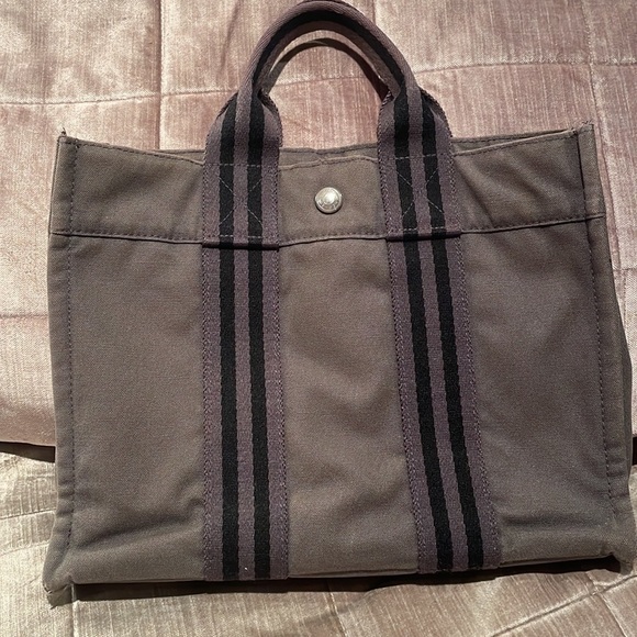 Hermes Grey Mini Tote Stripe Handle Handbag - Picture 13 of 16